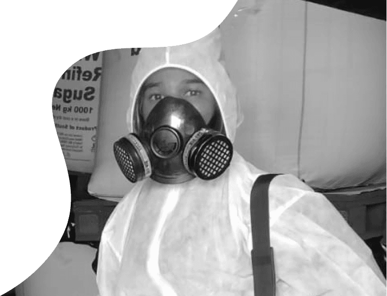 Specialist in hazmat suit